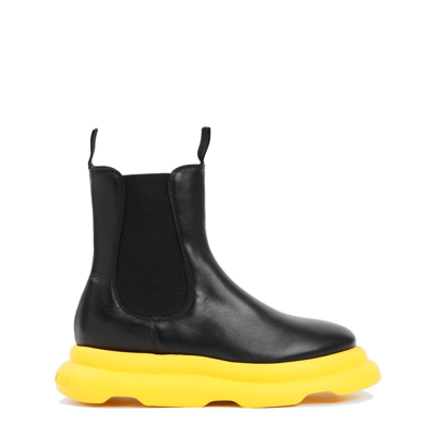 A.w.a.k.e. Casual Ariana Leather Chelsea Boots In Black Yellow