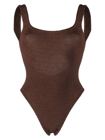 Hunza G Open-back Swimsuit In Brown