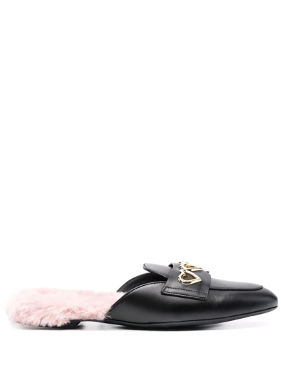 Love Moschino Heart-detail Slip-on Loafers In Black