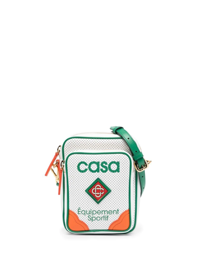 Casablanca Logo-print Crossbody Bag In Weiss