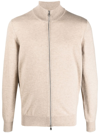 Brunello Cucinelli Zip-up Cashmere Jumper In Beige