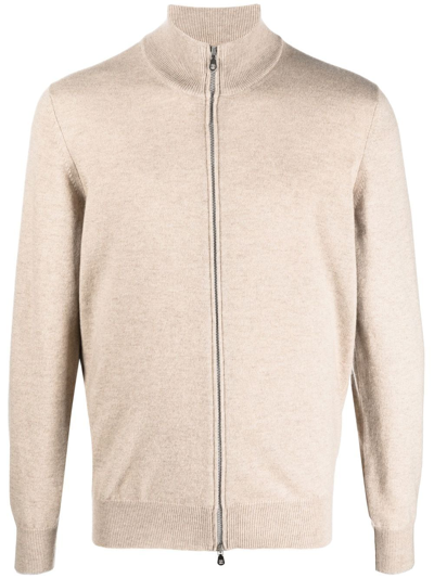 Brunello Cucinelli Zip-up Cashmere Jumper In Beige