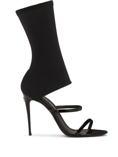 Dolce & Gabbana 105mm Sock-style Leather Sandals In Black