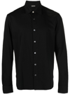 Zegna Cashco Spread-collar Cotton-blend Twill Shirt In Schwarz