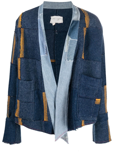 Greg Lauren Patchwork Short Coat In Blau