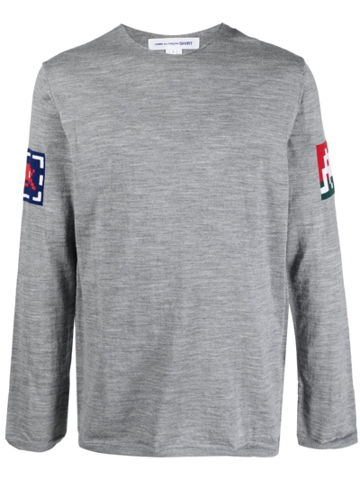 Comme Des Garçons Shirt Graphic-print Long-sleeved Sweatshirt In Grey
