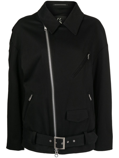 Y's Zipped-pockets Zip-up Jacket In Black