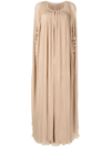 Baruni Sleeveless Long Dress-cape Set In Brown