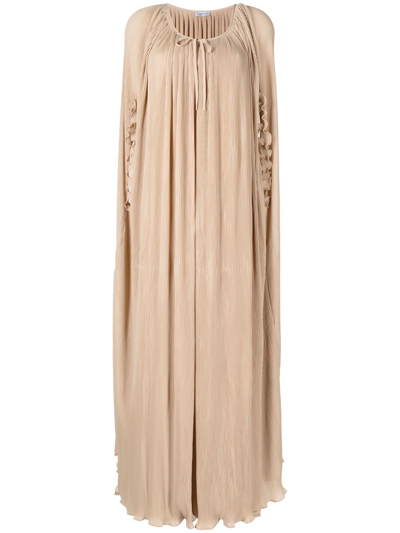 Baruni Sleeveless Long Dress-cape Set In Brown