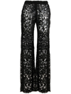 Saint Laurent Guipure Lace Wide-leg Trousers In Schwarz