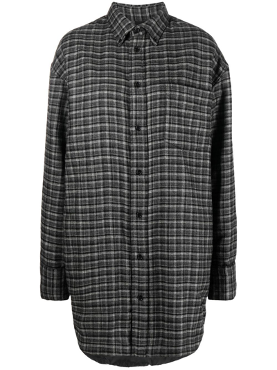 Aspesi Oversized Check-pattern Shirt Jacket In Grau
