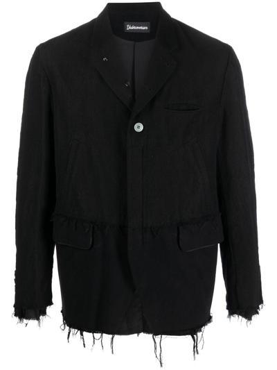 Undercover Fringed Wool-linen Jacket In Schwarz