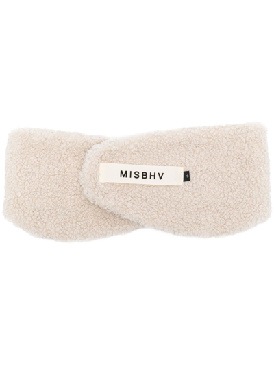 Misbhv Embroidered-logo Fleece Bandana In Nude