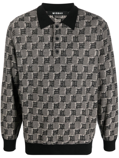 Misbhv Logo-jacquard Polo Jumper In Grey