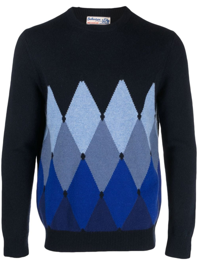 Ballantyne Cotton And Cashmere Sweater In Blue