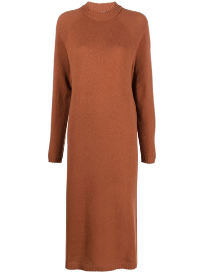 Alysi Mock-neck Knit Dress In Brown
