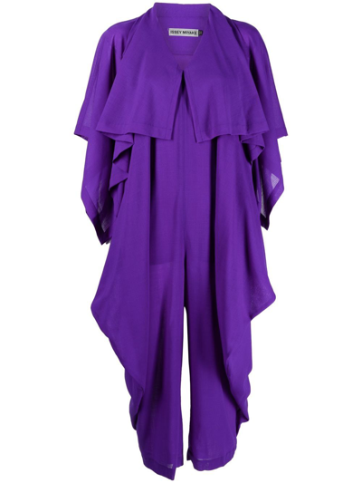 Issey Miyake Layered Wool-blend Jumpsuit In Violett