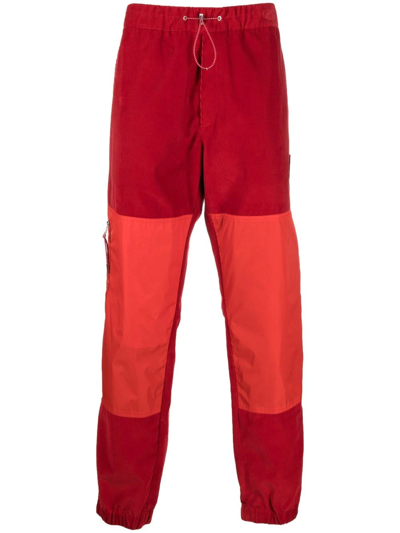 Moncler Colour-blocked Track Pants In Red