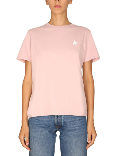 Golden Goose Pink Cotton T-shirt In Lavanda