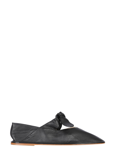 Hereu Llasada Lambskin Bow Ballerina Loafers In Black