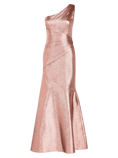 Theia Women's Lamé One-shoulder Gown In Rose Gold