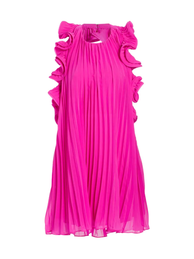 Amur Mimi Open-back Ruffled Mini Dress In Pink