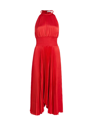 A.l.c Renzo Ii Asymmetric Pleated Midi-dress In Red