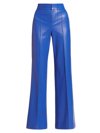 Alice And Olivia Dylan Vegan Leather High-waisted Wide-leg Pants In Royalty