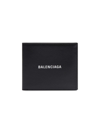 Balenciaga Black Leather Cash Square Folded Wallet In Orange Black