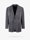 Versace Pastel Pinstripe Wool Blazer In Grey
