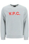 Apc Logo-flocked Cotton-jersey Sweatshirt In Grey,red