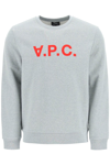 Apc Logo-flocked Cotton-jersey Sweatshirt In Grey