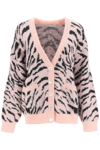 ALESSANDRA RICH ALESSANDRA RICH OVERSIZED CARDIGAN WITH ZEBRA MOTIF AND CRYSTALS