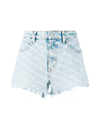 Alexander Wang T Alexanderwang.t Logo-print Distressed Denim Shorts In Pebble Bleach