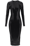 Dolce & Gabbana Sequin Embellished Jersey Midi Dress In Black