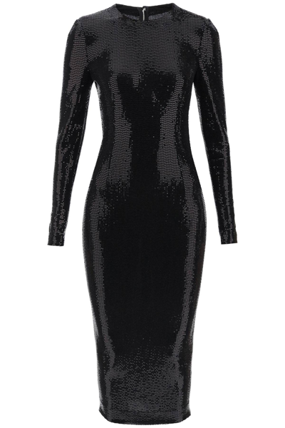 Dolce & Gabbana Sequin Embellished Midi Dress In Black