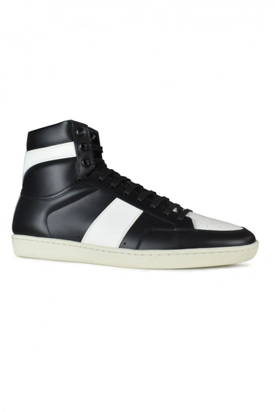 Saint Laurent Court Classic Leather High-top Sneakers In Black White