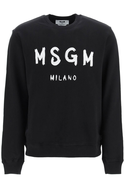 Msgm Logo Sweatshirt In Black,white