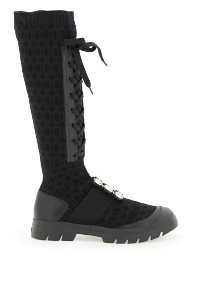 Roger Vivier Walky Viv' Socks Boots  Black Technical,leather