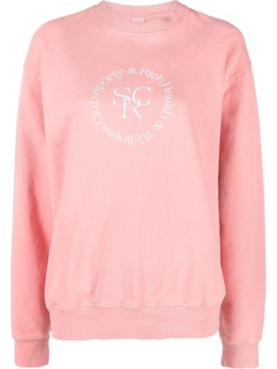 Sporty And Rich Embroidered-logo Sweatshirt In Pink
