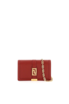 Versace Greca Goddess Leather Wallet On Chain In Red