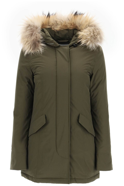 Woolrich Luxury Artic Parka With Removable Fur In Green