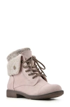 Cliffs By White Mountain Duena Faux Shearling Lined Lace-up Boot In Pale Pink Fabric Fleece