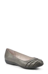 White Mountain Footwear White Mountain Clara Ballet Flat In Olive/ Burnished/ Smooth