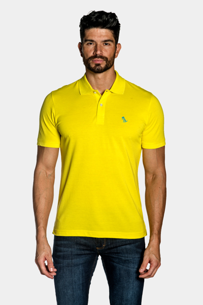 Jared Lang Pima Cotton Dino Logo Polo T-shirt In Yellow
