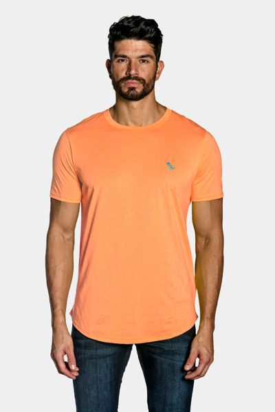 Jared Lang Peruvian Cotton Dino Logo T-shirt In Orange