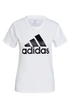 Adidas Originals Logo Print Cotton T-shirt In White/ Black