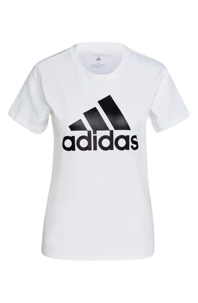 Adidas Originals Logo Print Cotton T-shirt In White/ Black