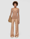 Joseph Silk Stretch V Neck Top In Camel