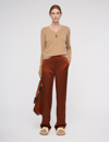 Joseph Tova Silk-satin Straight-leg Pants In Copper